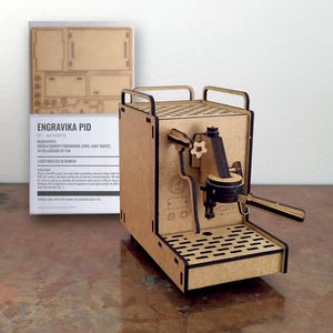 Engravika PID - Porte-filtre puzzle 3D : kit miniature à faire soi-même en bois découpé au laser pour les amateurs de café - Cadeau unique, expresso et café