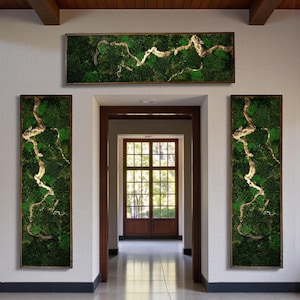 Horizontal Bonsai Moss Wall Art, Dark Framed Preserved Moss, Rustic Decor, Christmas Gifts, Eco-Friendly Wall Decor, Living Moss Wall Art