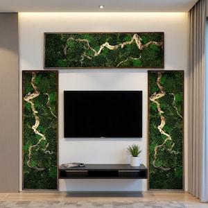 Horizontal Bonsai Moss Wall Art, Dark Framed Preserved Moss, Rustic Decor, Christmas Gifts, Eco-Friendly Wall Decor, Living Moss Wall Art