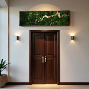 Horizontal Bonsai Moss Wall Art, Dark Framed Preserved Moss, Rustic Decor, Christmas Gifts, Eco-Friendly Wall Decor, Living Moss Wall Art