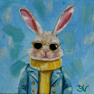 Pintura acrílica, pintura de coelho da Páscoa, presente de Páscoa, presente, coelho, presente único, presente feito à mão, arte positiva