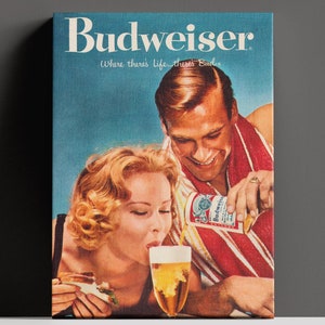 Budweiser Beer Vintage Poster, Retro Budweiser Beer Advertising Poster, Colorful Bar Decor Idea, Gift Wall Art, Vintage Poster Print
