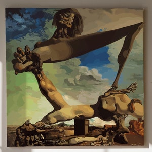 Salvador Dali Wall Art, Soft Construction with Boiled Beans Canvas, Premonition of Civil War by Dali Canvas, Surrealist Home Decor Idea