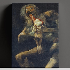 Saturn Devouring His Son Wall Art, Francisco de Goya's Black Paintings Ready to Hang Canvas, Saturn Devouring His Son Print, Wall Art Idea