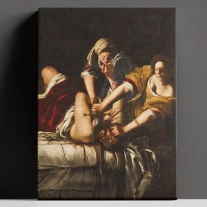 Judith Slaying Holofernes Wall Art, Judith and Holofernes Ready to Hang Canvas, Artemisia Gentileschi Artwork Print, Feminist Power Artwork