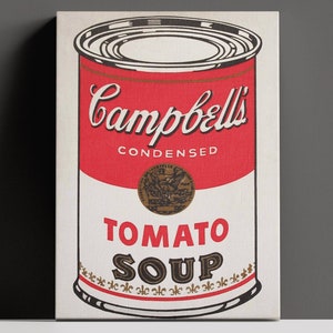 Campbell&#39;s Soup Cans Wall Art, Andy Warhol Pop Art Ready to Hang Canvas, Tomato Soup Can Poster, Home Decor Idea, Pop Art Poster
