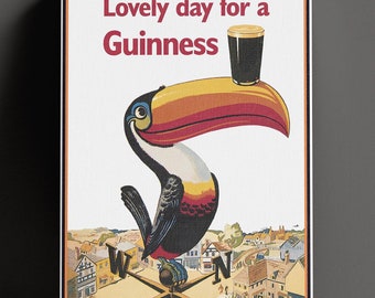 Guinness Beer Vintage Poster, Retro Guinness Bird Advertising Poster, Colorful Bar Decor Idea, Gift Wall Art, Retro Ad Poster Print
