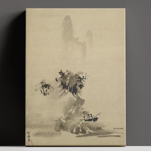 Broken Ink Landscape by Sesshū Tōyō Wall Art, Haboku Sansui Ready to Hang Canvas, Japanese Art Print Poster, Minimalist Wall Decor Idea