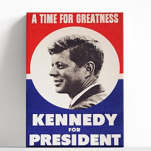 John F Kennedy Presidential Campaign Poster, Vintage 1968 Kennedy for President Canvas Wall Art, American History Print, JFK Poster