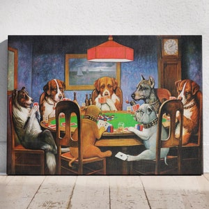 Dogs Playing Poker Wall Art, A Friend in Need by Cassius Marcellus Coolidge Paint, Dogs Playing Poker Poster, Animal Themed Wall Decor Idea