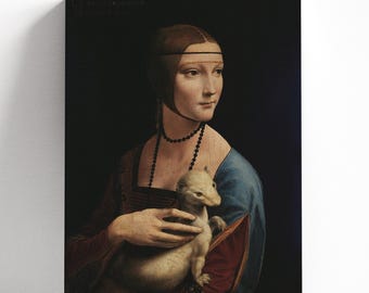 レオナルド・ダ・ヴィンチ：白貂を抱く貴婦人（1489年）キャンバス