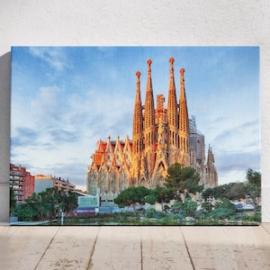 Sagrada Familia Canvas Wall Art, Barcelona City Symbol Poster, Catholic Church Wall Art Print, Sagrada Familia Print Poster, Wall Decor Idea