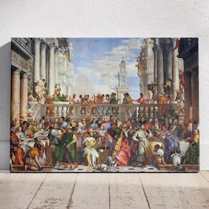 The Wedding at Cana Wall Art, Paolo Veronese Ready to Hang Canvas, Renaissance Period Artwork, Christ and Virgin Mary Poster, Wall Art Idea