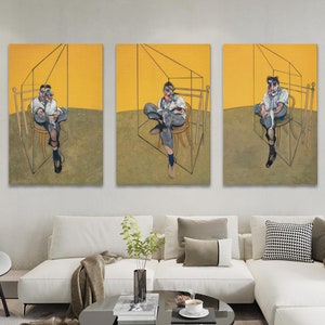Three Studies of Lucian Freud Wall Art Set, Francis Bacon Figurative Painting Set, Triptych by Bacon, Set of 3 Poster Print, Wall Decor Idea