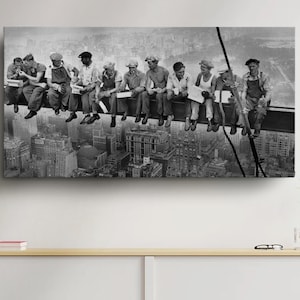 Lunch atop a Skyscraper Wall Art, Large New York City View atop a Skyscraper Ready to Hang Canvas, Large Wall Decor Idea, Skyscraper Poster