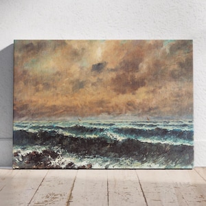 Stampa poster "Autunno Mare" di Gustave Courbet, stampa artistica, paesaggio marino in autunno, idea di decorazione murale pacifica, arte museale