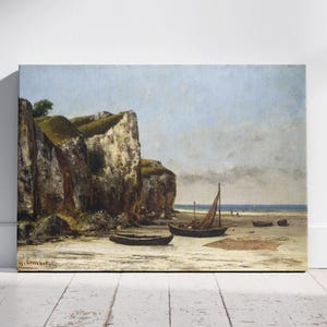 Impresión de pintura de playa en Normandía, lienzo de Gustave Courbet, impresión de paisaje de Normandía, póster de naturaleza francesa, idea de regalo para decorar la pared.