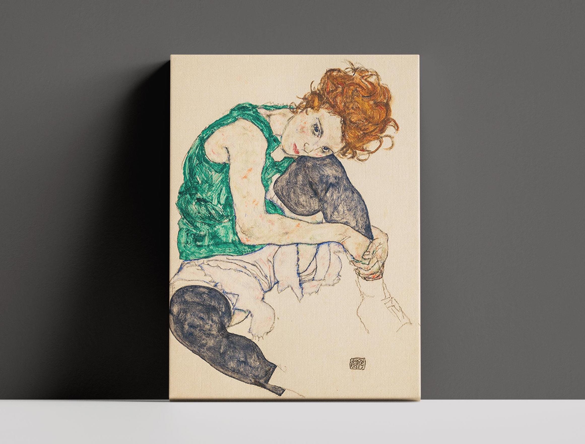 Tableau Schiele Modèle Nu - Impression Sur Toile, Fait Main En Italie, Sur Mesure