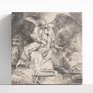 The Sacrifice of Isaac Painting Print, Rembrandt Artwork Canvas Panel, Renaissance Painting, The Sacrifice of Isaac Poster, Christian Art