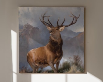 Art mural sur toile Le monarque de la vallée, impression de peinture Sir Edwin Landseer, peinture cerf, impression d'art, décoration murale sur le thème des animaux