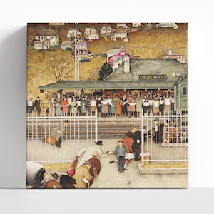 Commuters by Norman Rockwell, Fine Art Print, Norman Rockwell Canvas Wall Art, People at Train Station Canvas Wall Art, Gift Wall Decor Idea