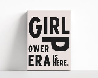Väggkonst med tjejkrafteran är här, tjejkraftposter, feministiska tankar på canvas, vertikal väggdekoration