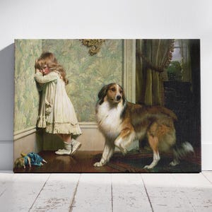 Stampa &quot;A Special Pleader&quot;, stampa artistica, stampa su tela di Charles Burton Barber, poster di bambina con cane, stampa su tela di qualità museale.
