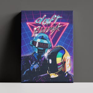 Daft Punk Canvas Wall Art, Electronic Music Legend Daft Punk Ready to Hang Canvas, Colorful Daft Punk  Print Poster, Musical Wall Decor Idea