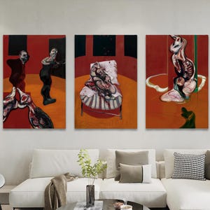 Three Studies for a Crucifixion Wall Art Set, Francis Bacon Figurative Painting Set, Triptych by Bacon, Set of 3 Poster Print, Wall Art Idea