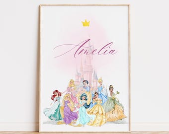 Personalized Princess Castle Print: Custom Girl's Room Wall Art (Digital Download)