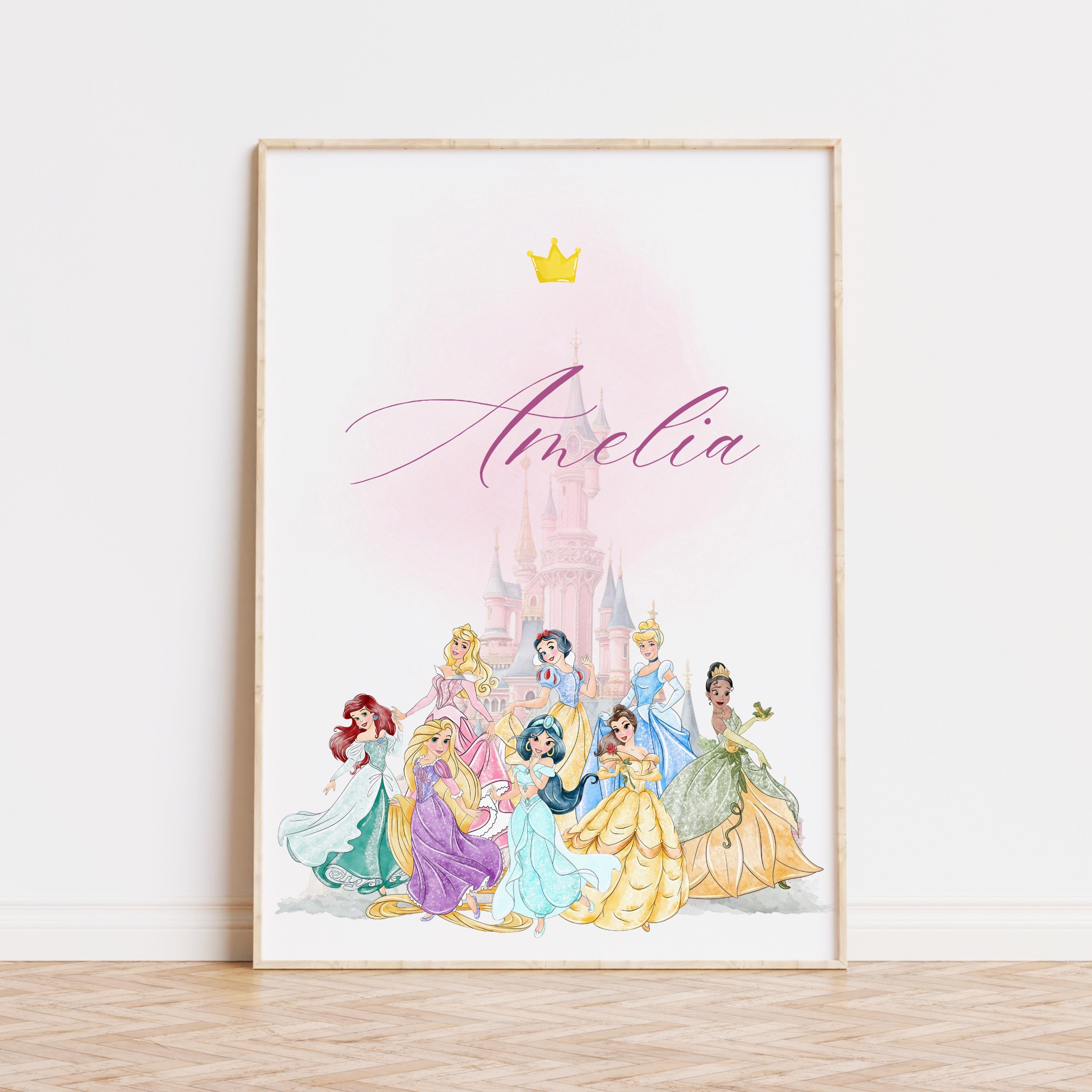 Personalized Princess Castle Print: Custom Girl's Room Wall Art ...