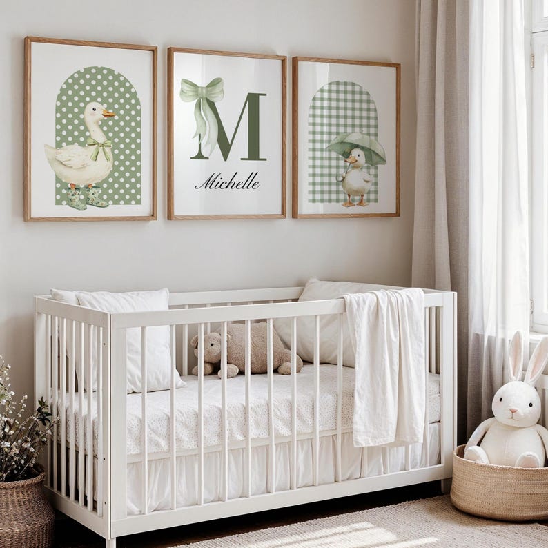 Duck Nursery Wall Art Set: Personalized Baby Room Decor (digital ...