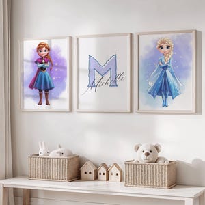 Frozen Wall Art Set | Personalized Name Print for Girls Room | Custom Frozen Nursery Decor | Digital Download Kids Room Prints