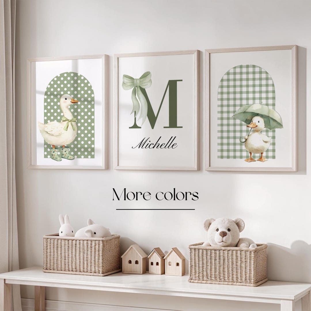 Duck Nursery Wall Art Set: Personalized Baby Room Decor (digital ...