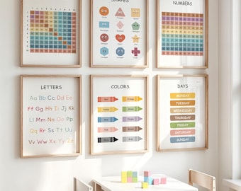 Educational Posters Set: Boho Montessori Nursery & Playroom Prints (Digital Download)