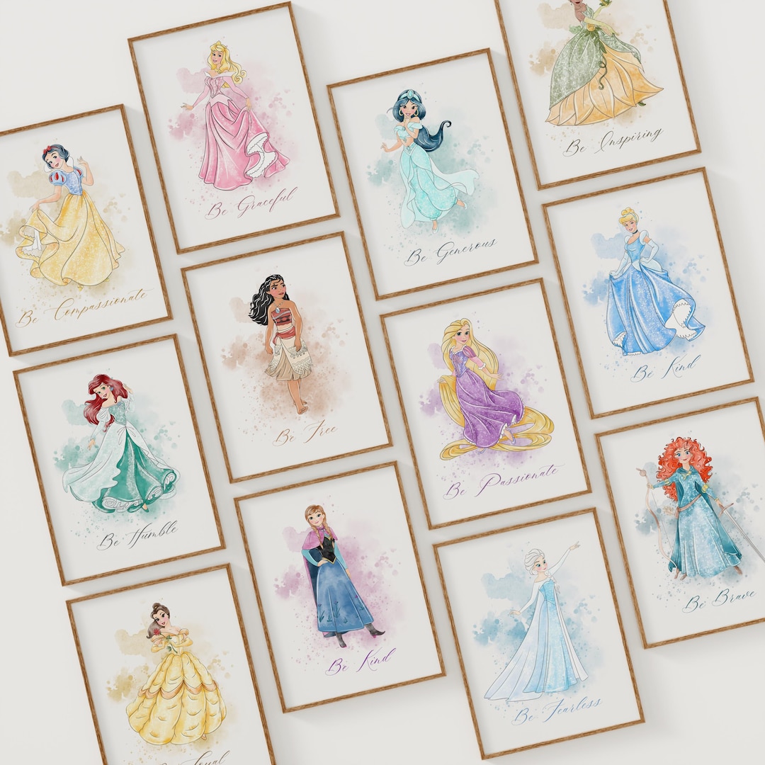 12 Princess Wall Art Set Girls Room Decor Motivational Posters ...