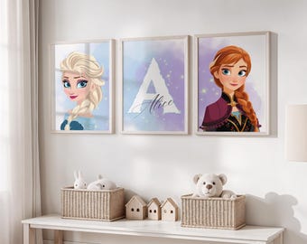 Personalized Frozen Wall Art Set: Elsa & Anna Nursery Decor (Digital Posters)