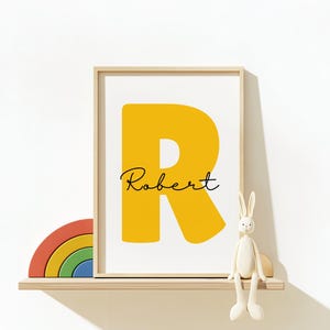 Stampa iniziale personalizzata, cartello con nome stampabile, stampa del nome personalizzato, stampa del nome iniziale personalizzata, arte murale per bambini, monogramma con nome