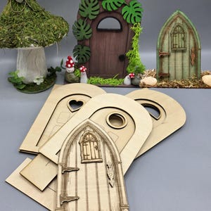 Set of 2 or 4 DIY Fairy Door Kit, Wood Craft Party Activity