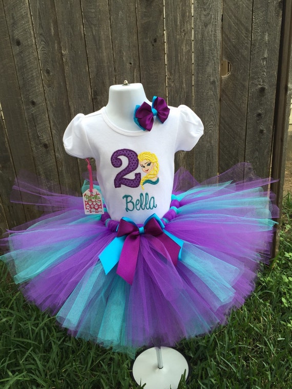 Frozen fever Custom Boutique monogrammed personalized Elsa tutu set Aqua,purple Il_570xn