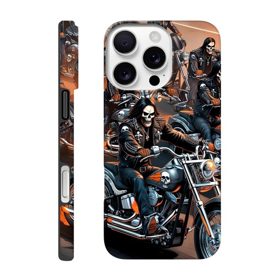 Biker Phone Case | Skull & Chains Motorcycle Design | Tough Protection for Tough Riders