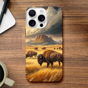 iPhone majestic Bison Herd Phone Case - Prairie Landscape Design - Stylish Tough Case