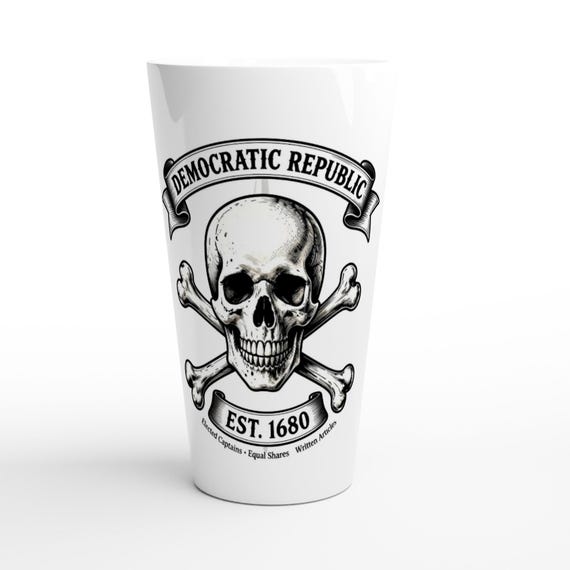 Pirate Jolly Roger Democratic Republic Banner Mug - Unique History Lover Gift Coffee Cup