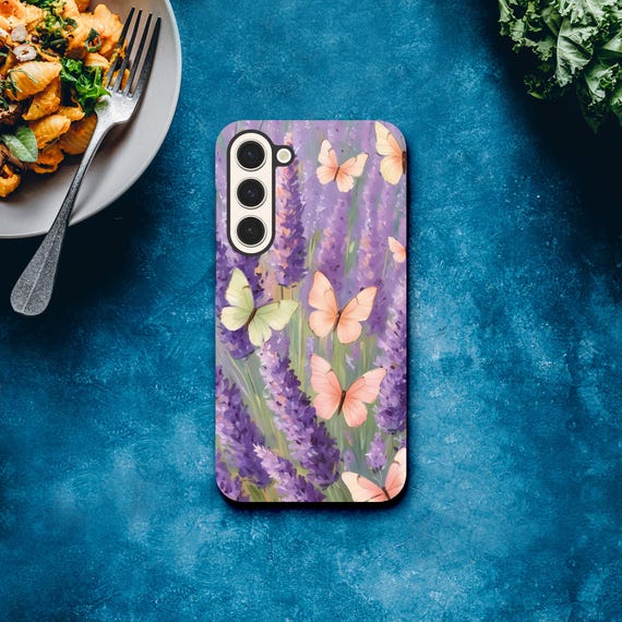 Pastel Lavender Peach Butterfly Phone Case - Stylish & Protective Samsung Cover