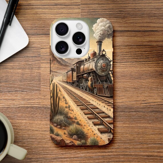 Railroad Phone Case Tough Dual-Layer Protection Retro Frontier Design Rugged Cover for iPhone Models