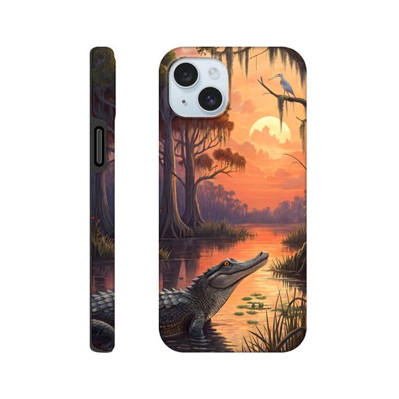 Alligator Swamp IPhone Case - Tough Stylish Unique Everglade Design Wildlife Nature Lover Gift