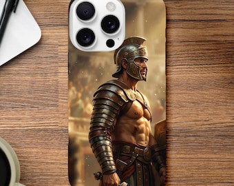 Roman Gladiator Tough iPhone Case, Ancient Arena Warrior Cover, Historical Protection