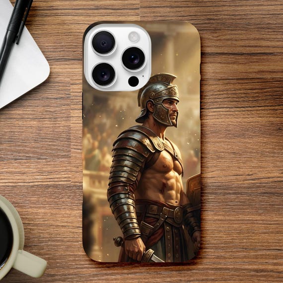 Roman Gladiator Tough iPhone Case, Ancient Arena Warrior Cover, Historical Protection