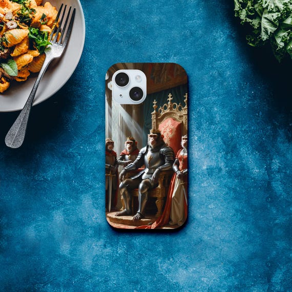 monkey art case  Monkeys Phone Case - Oil Painting Knights & Ladies - Medieval Art Design