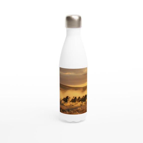 American Frontier Mustang Horses Water Bottle - 17oz Stainless Steel Insulated Flask - Perfect Gift for Horse Lovers